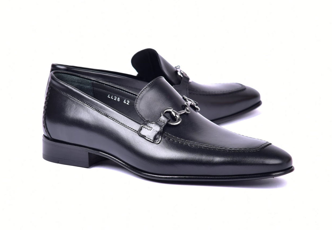 Corrente 4428 Leather Slip-On Loafer Shoes - Black - Black - Size 13 – SuitUSA