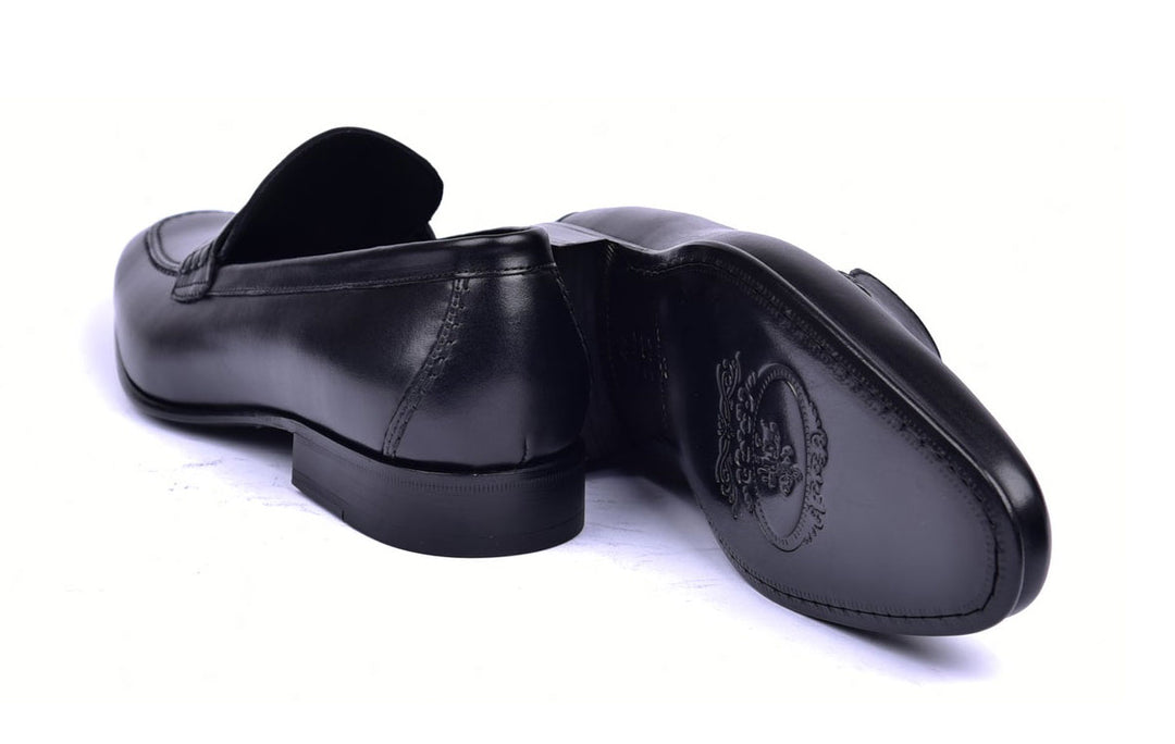 Corrente 4428 Leather Slip-On Loafer Shoes - Penny Black - Image 4