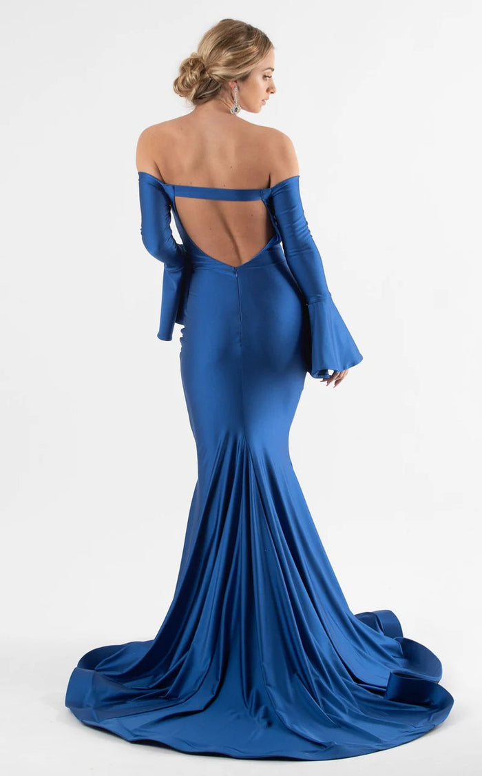 Jessica Angel JA444 Off-Shoulder Long Sleeve Fitted Cutout Jersey Dress