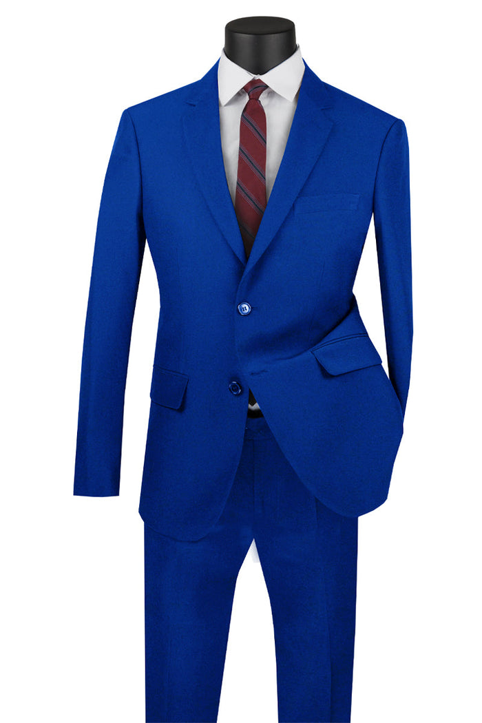 Mens Basic 2 Button Classic Fit Poplin Suit in Olive by Vinci