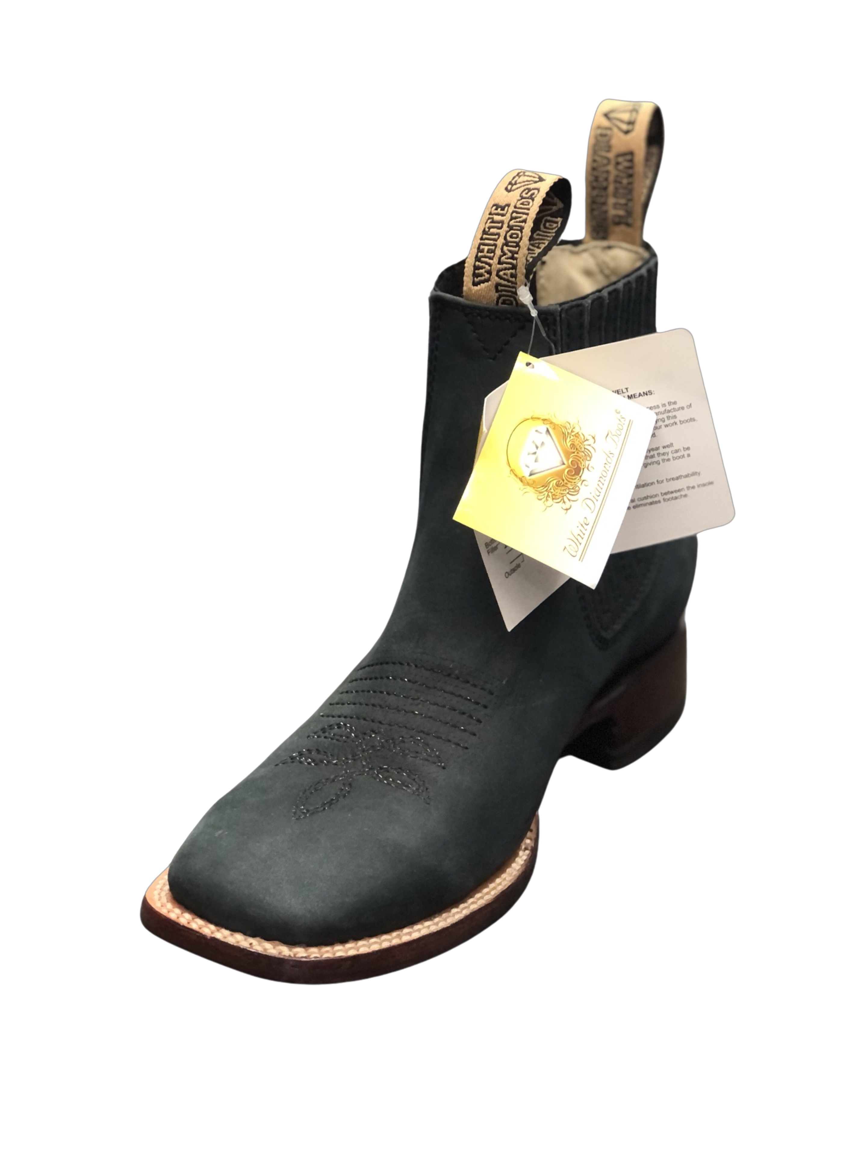 Botines Charros White Diamond Boots con Punta Cuadrada