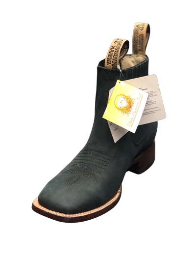 Botines Charros White Diamond Boots con Punta Cuadrada