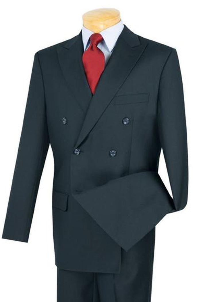 Mens Classic Poplin Double Breasted Suit in White by Vinci