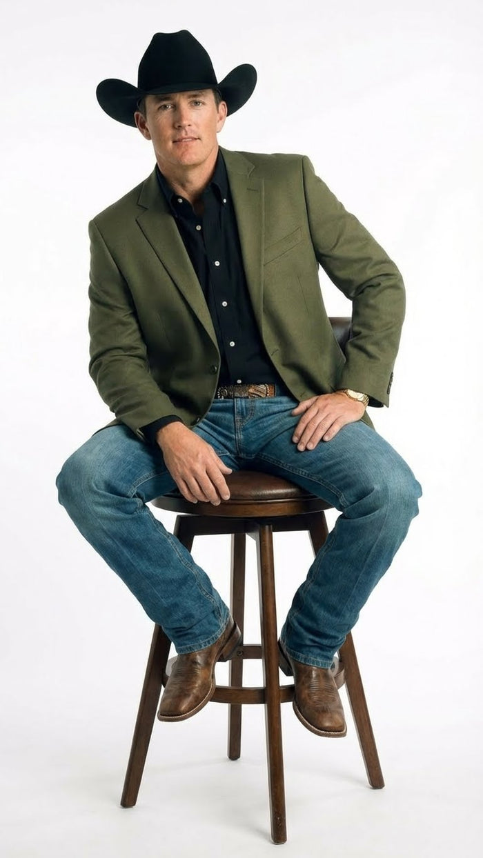 Saco Vaquero Men’s Olive Green Western Blazer Jacket, Classic Cowboy Style Sport Coat for Casual Formal Wear with Jeans - Cowboy Accessories