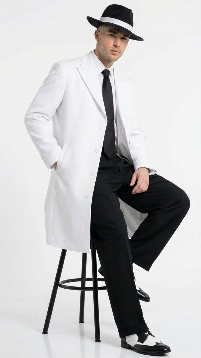 Men’s White Zoot Suit Gangster Style Outfit - White Jacket by USA Men's Outlet