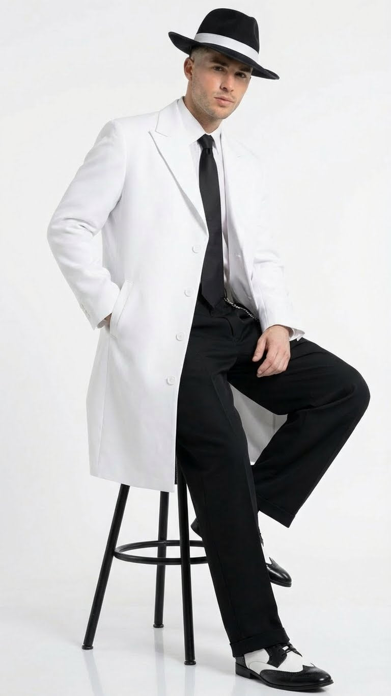 Men’s White Zoot Suit Gangster Style Outfit - White Jacket by USA Men's Outlet