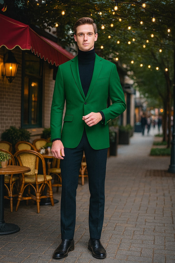Mens Green Blazer - Stylish Casual and Formal Sport Coat for Parties, Weddings and Events in Emerald Green by USA Men's Outlet