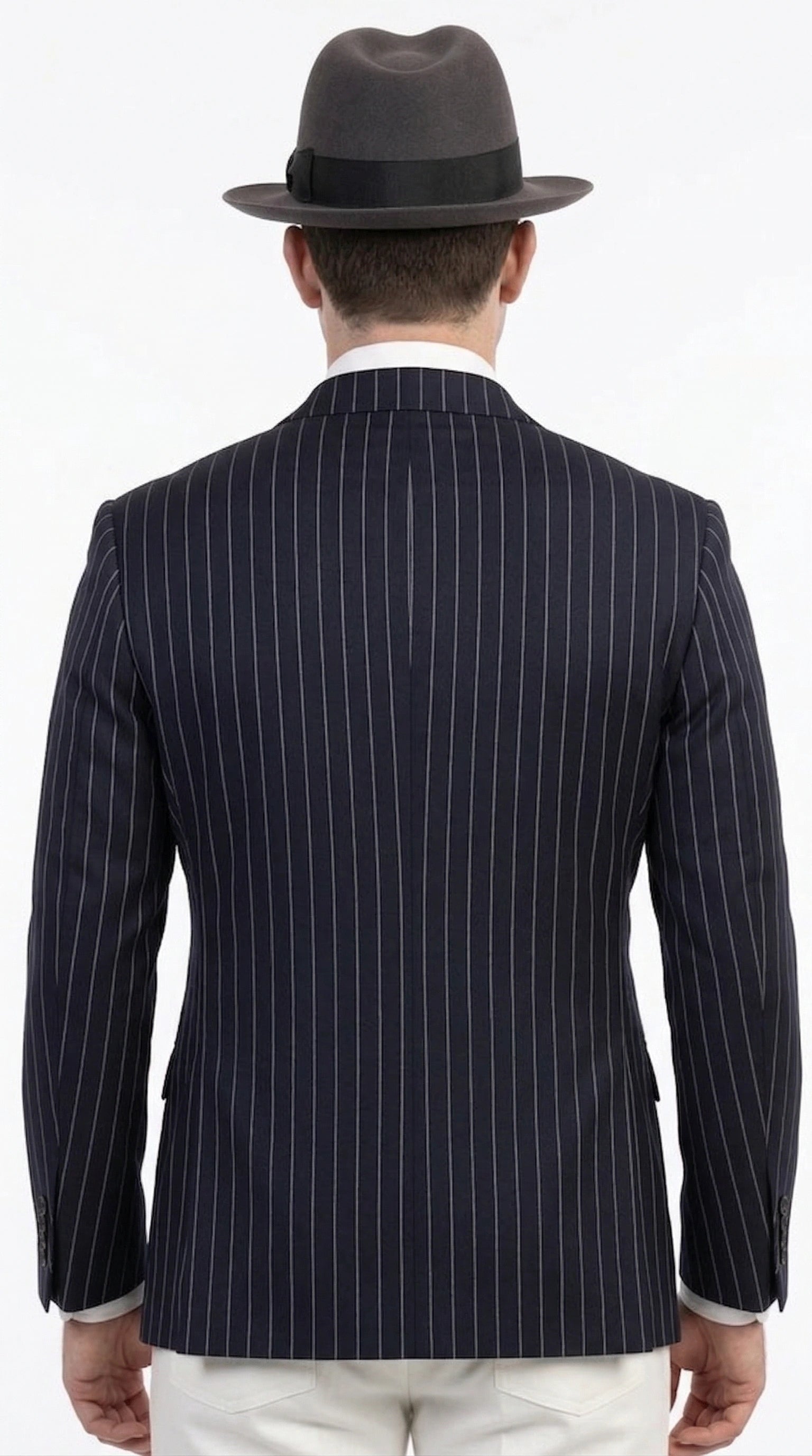 Men’s Black Pinstripe Blazer 1920s Gangster Mob Boss Style Jacket – Classic Double Breasted Vintage Suit Blazer, Formal Party Costume Wear