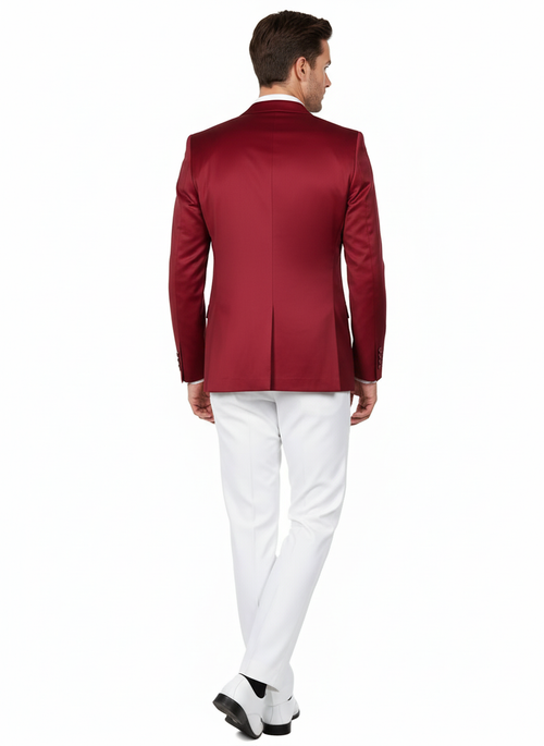 Premium Men's Burgundy  Satin Slim Fit Blazer – Elegant Party & Wedding Suit Jacket in Maroon Wine Color