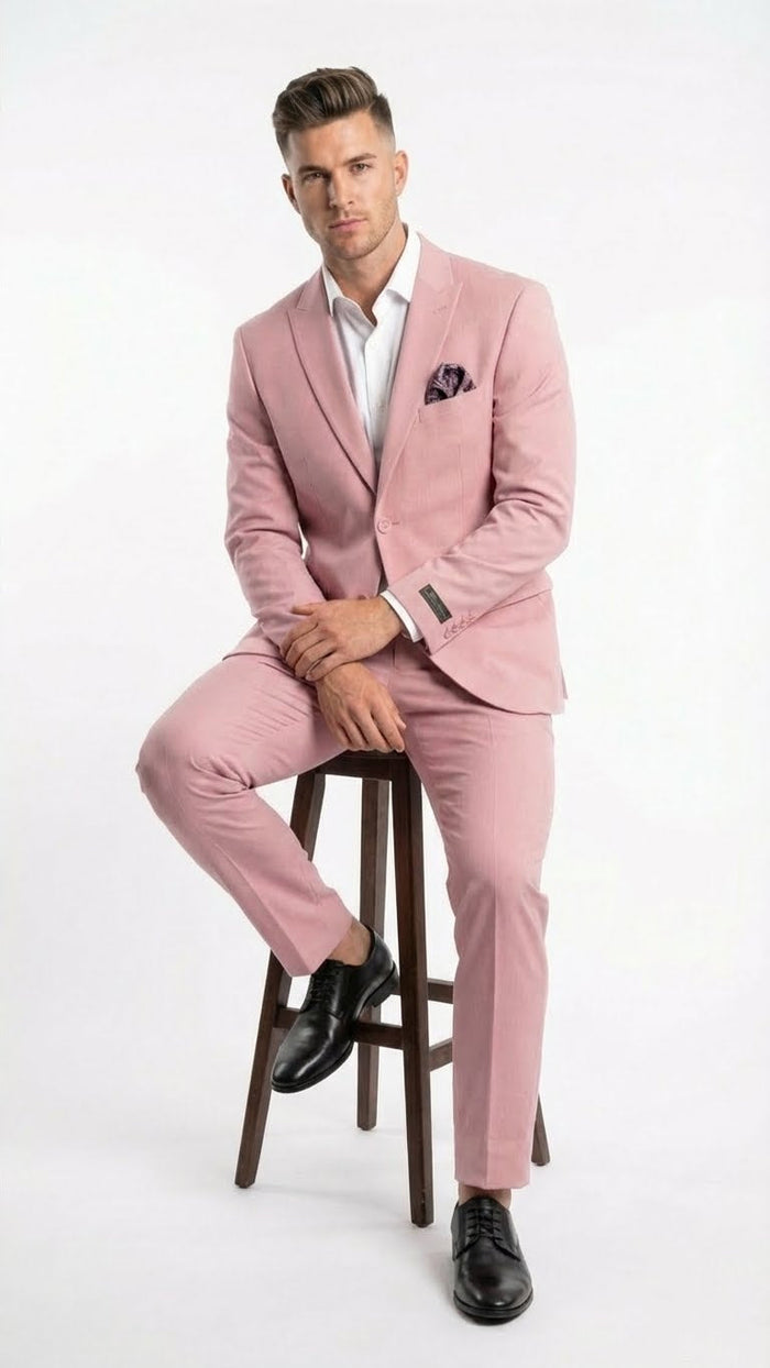 Vitali Brand Modern Fit Men’s Light Pink Formal Suit - Blush Color USA Men's Outlet