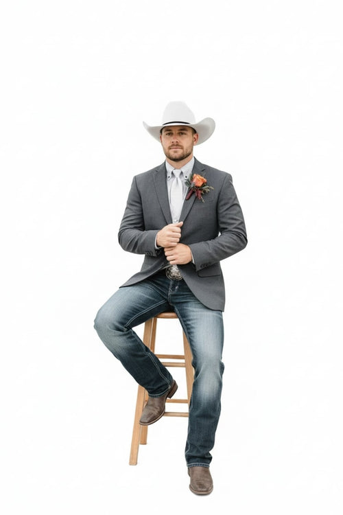 Saco Vaquero Mens Western Style Blazer – Classic Gray Cowboy Suit Jacket for Weddings, Country Events and Formal Wear in Grey Color - Cowboy Accessories