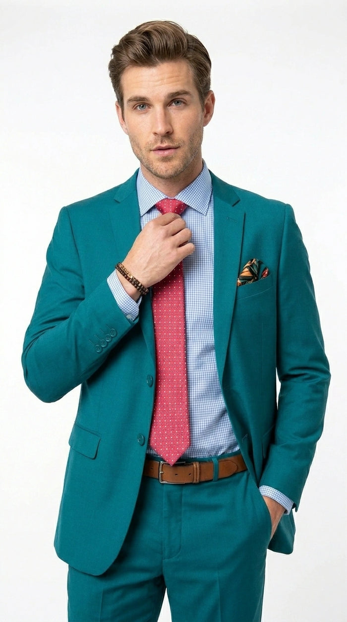 Men’s Teal Green Dark Turquoise Suit – Elegant Formal Suit for Business, Wedding, Party and Modern Style Wear