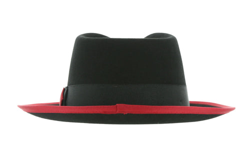 Black & Red Jacob Trilby Crushable Hat by Ferrecci
