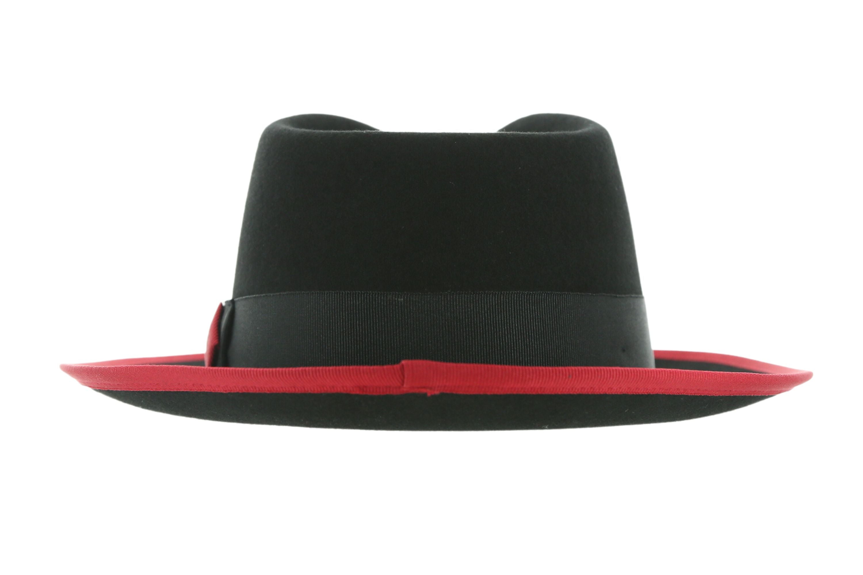 Black & Red Jacob Trilby Crushable Hat by Ferrecci