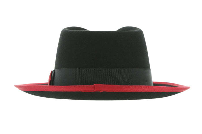 Black & Red Jacob Trilby Crushable Hat by Ferrecci