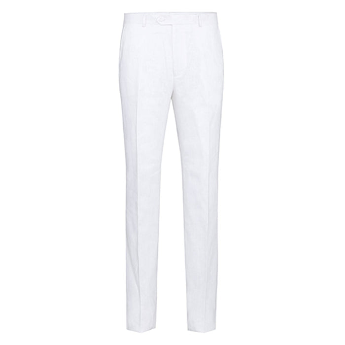 Mens Basic Two Button Classic Fit Linen Summer Suit in White