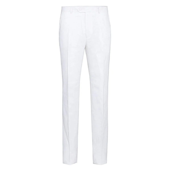 Mens Basic Two Button Classic Fit Linen Summer Suit in White