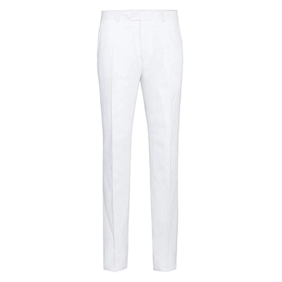 Mens Basic Two Button Classic Fit Linen Summer Suit in White