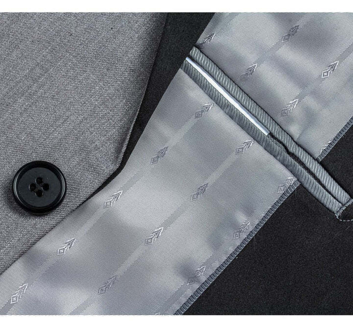 Mens Gray Tuxedo - Grey Wedding Suit-Mens Traditional Slim Fit Shawl Collar Tuxedo In Light Grey - Men's Tuxedo USA