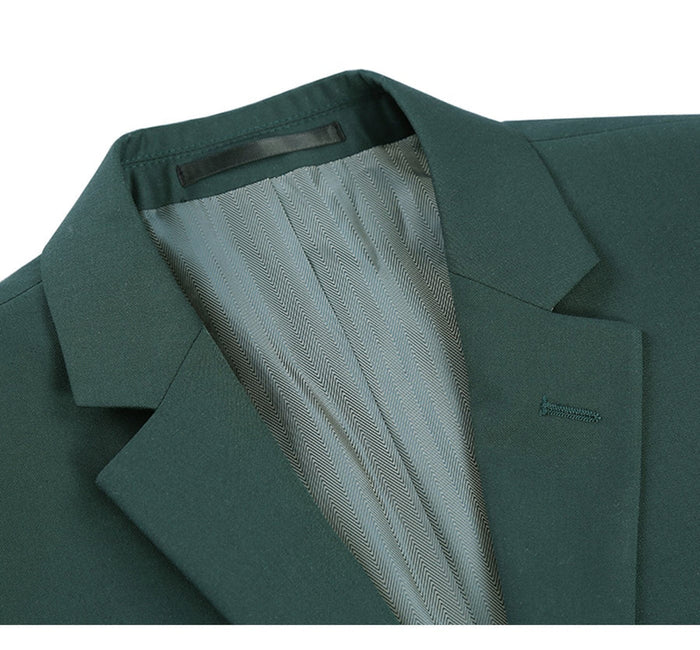 Mens Basic Two Button Classic Fit Suit with Optional Vest in Hunter Green