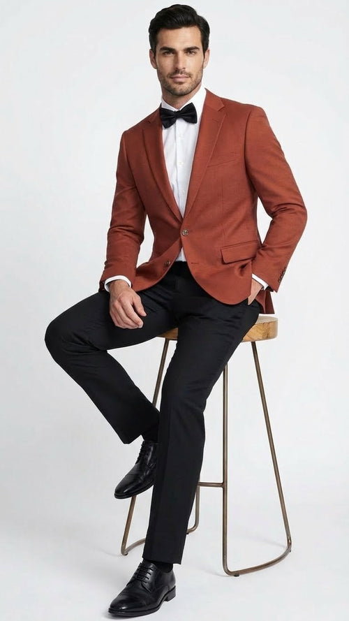 Men’s Brick Copper Rust Color Blazer - Slim Fit Formal and Party Wear Jacket in Burnt Orange Sport Coat USA Men's Outlet