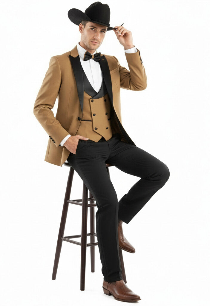 Light Brown Tuxedo For Wedding - Coffee Mocha Color With Vest and Pants