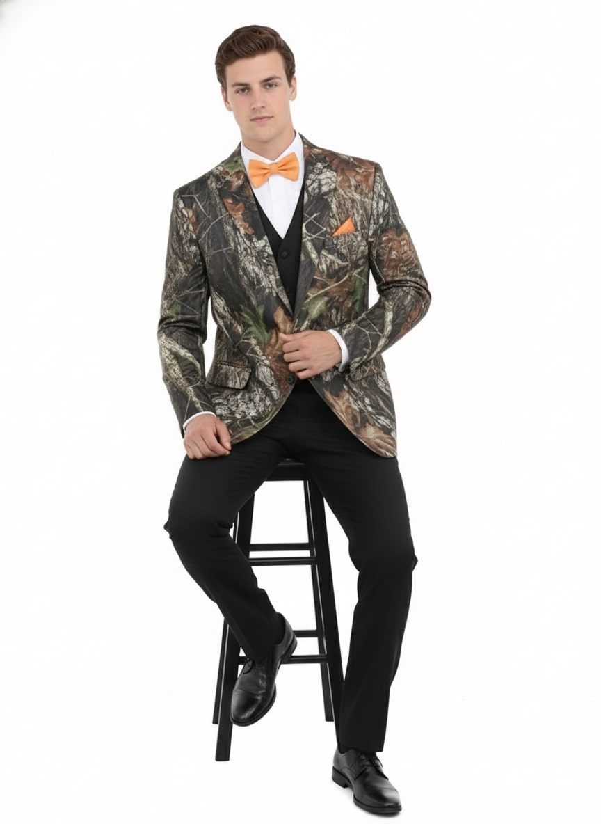 Mens Camo Sport Jacket - Camouflage Blazer - Camo Sport Coat in Green and Brown Color by USA Men's Outlet