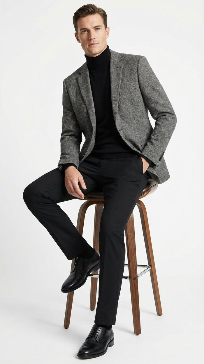 Men’s Grey Tweed Herringbone Sport Coat - Gray Mens Blazer Suit Jacket by USA Men's Outlet
