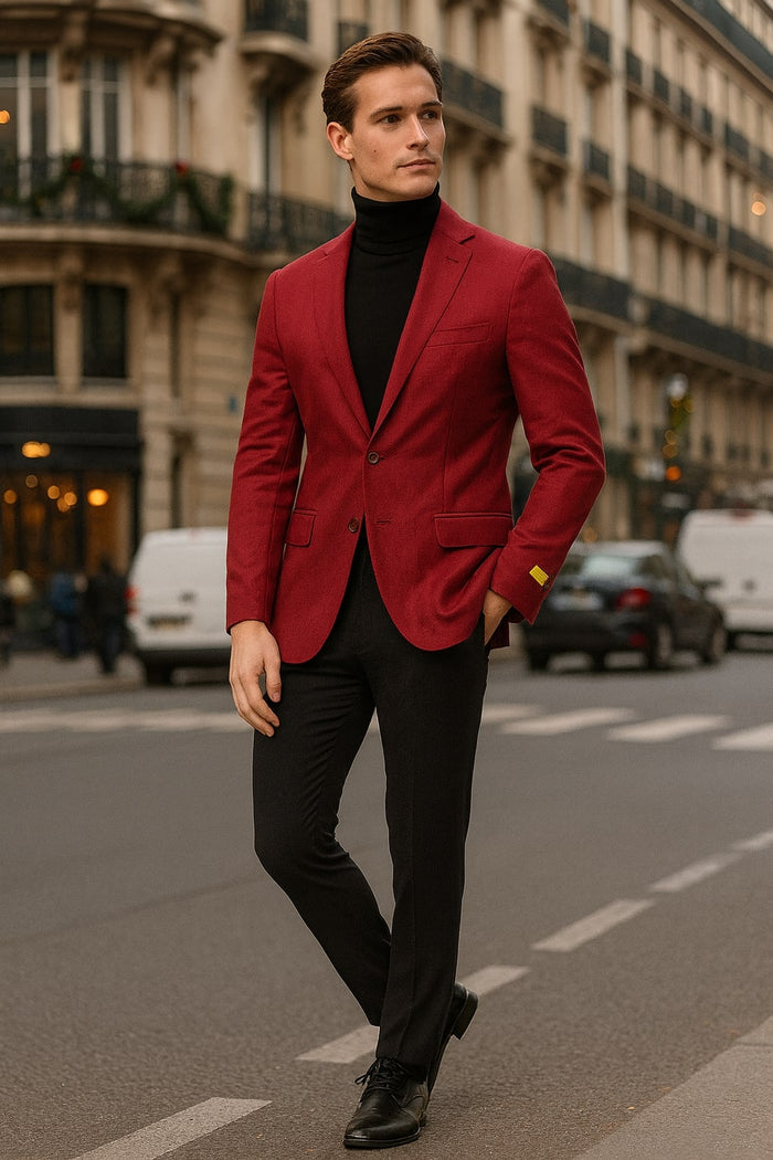 Men’s Burgundy Red - Wine Two-Button Sport Coat - Stylish Blazer for Business, Parties by USA Men's Outlet