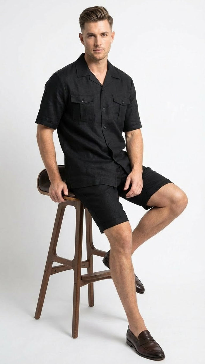 Men’s Black Walking Suit with Short - Classic Leisure and Casual Outfit USA Men's Outlet