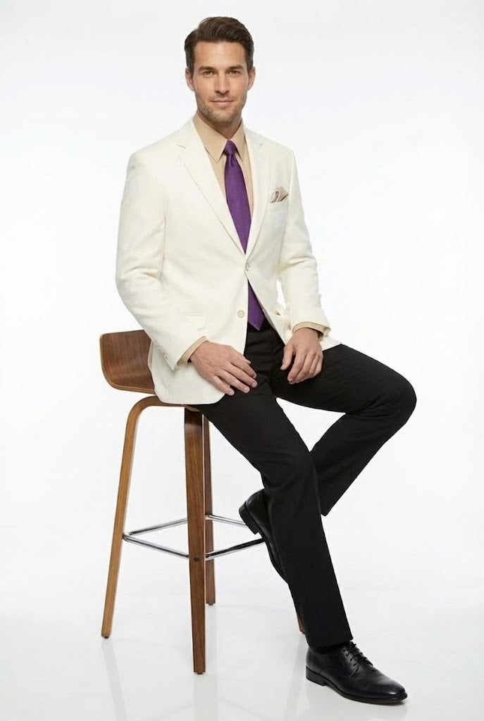 Men’s White Blazer Jacket – Classic Fit Formal Sport Coat