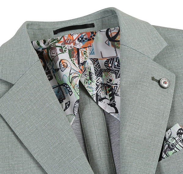 Half Canvas Slim Fit Blazer in Light Sage Gray by Pellagio