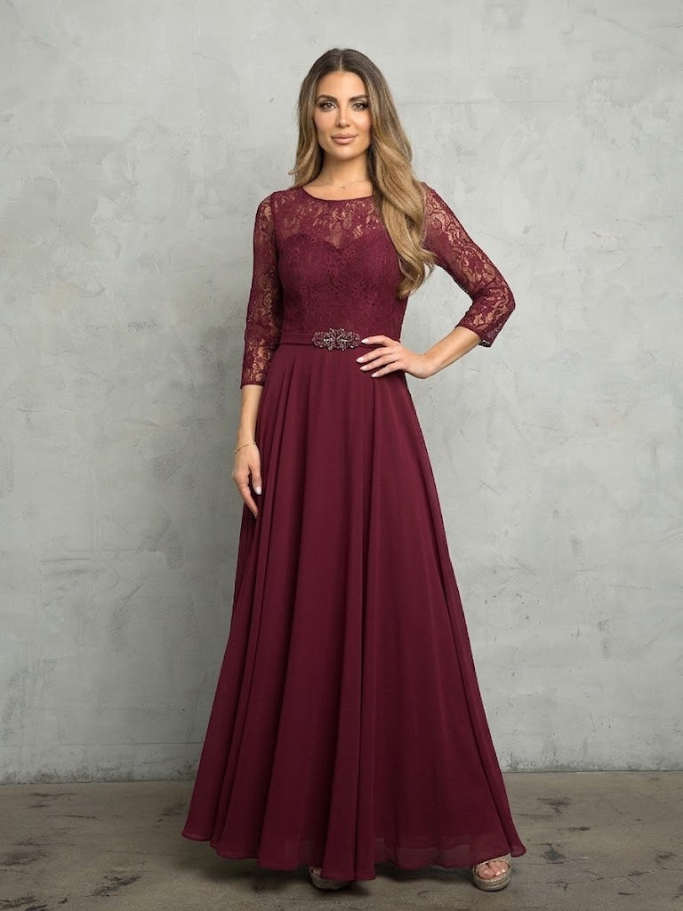 Eva USA 3227 A-Line Lace Detailed Mother of the Bride Gown