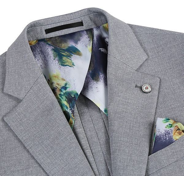 Half Canvas Slim Fit Blazer in Gray by Pellagioin