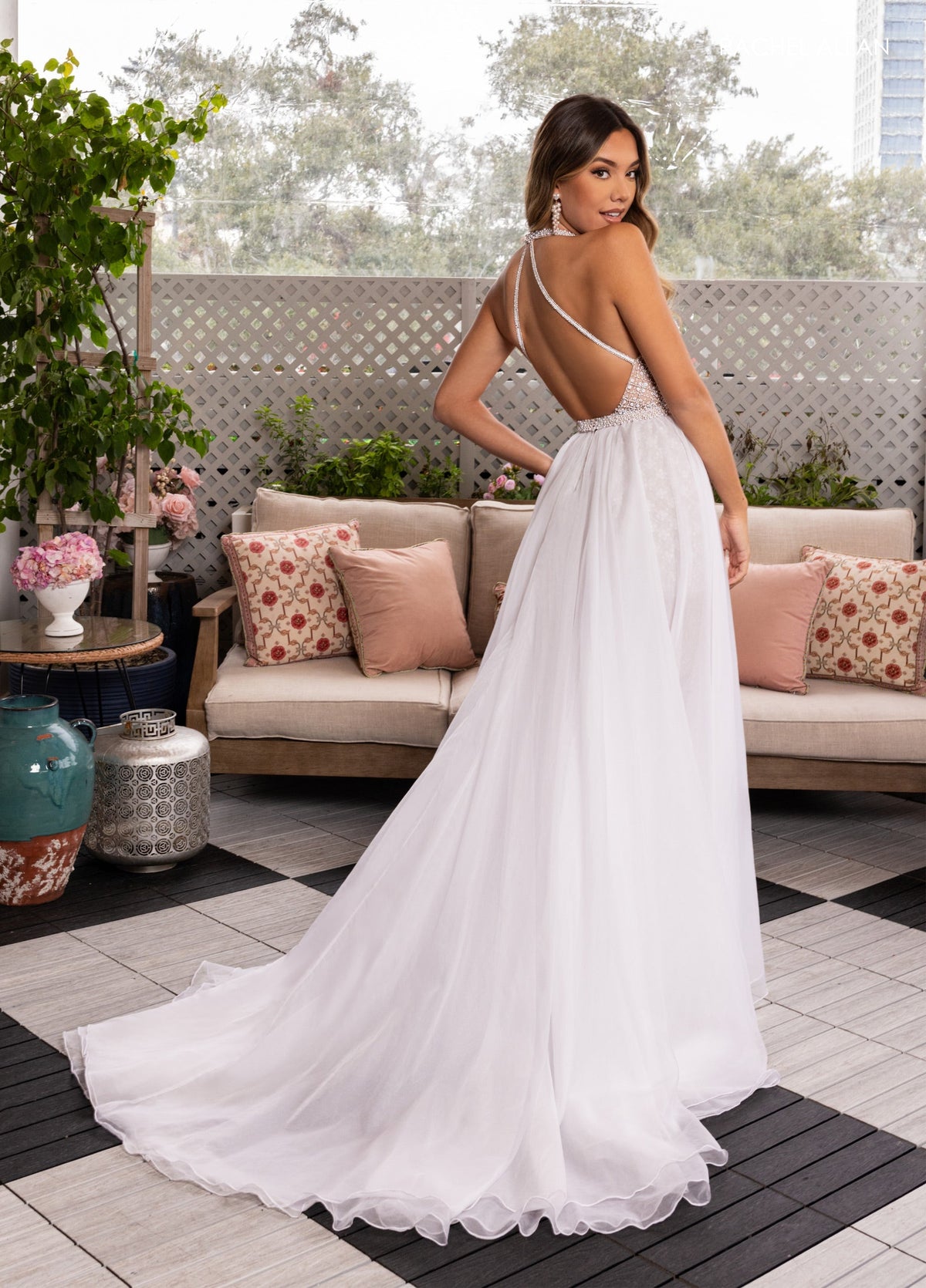 Beaded V-Neck Romper by Rachel Allan 50380