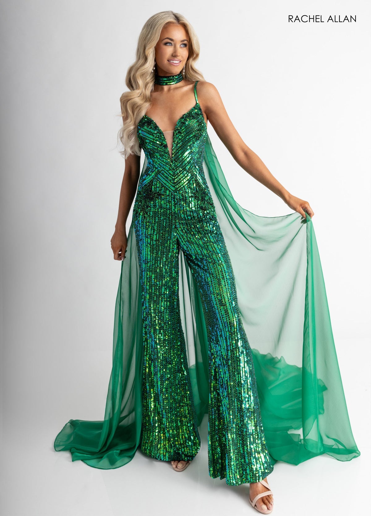 Sleeveless Cape Jumpsuit by Rachel Allan 50391 – SuitUSA