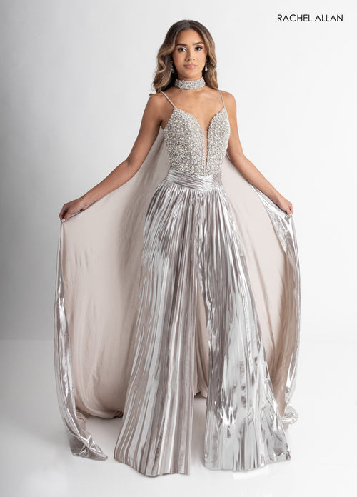 Metallic Sleeveless Jumpsuit by Rachel Allan 50408