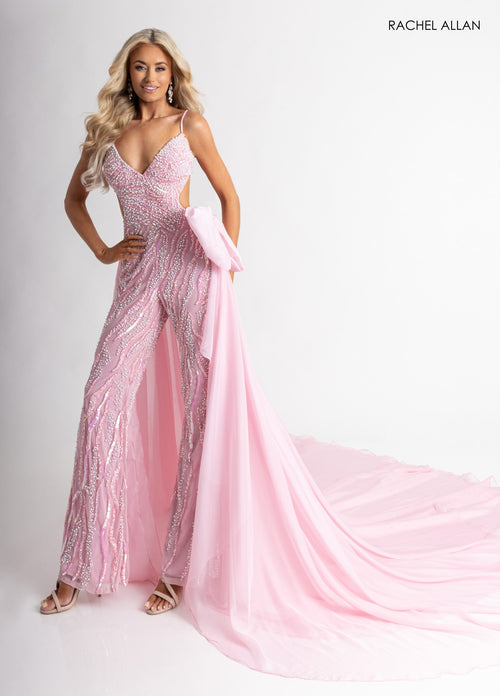 Beaded Sleeveless Jumpsuit by Rachel Allan 50411