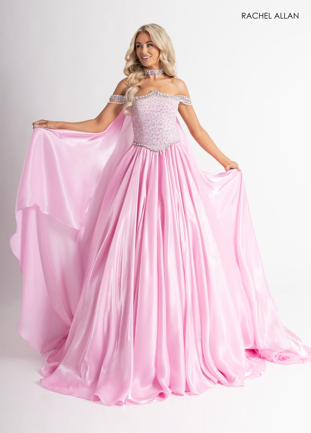 Organza Cape A-line Gown by Rachel Allan 50416 – SuitUSA