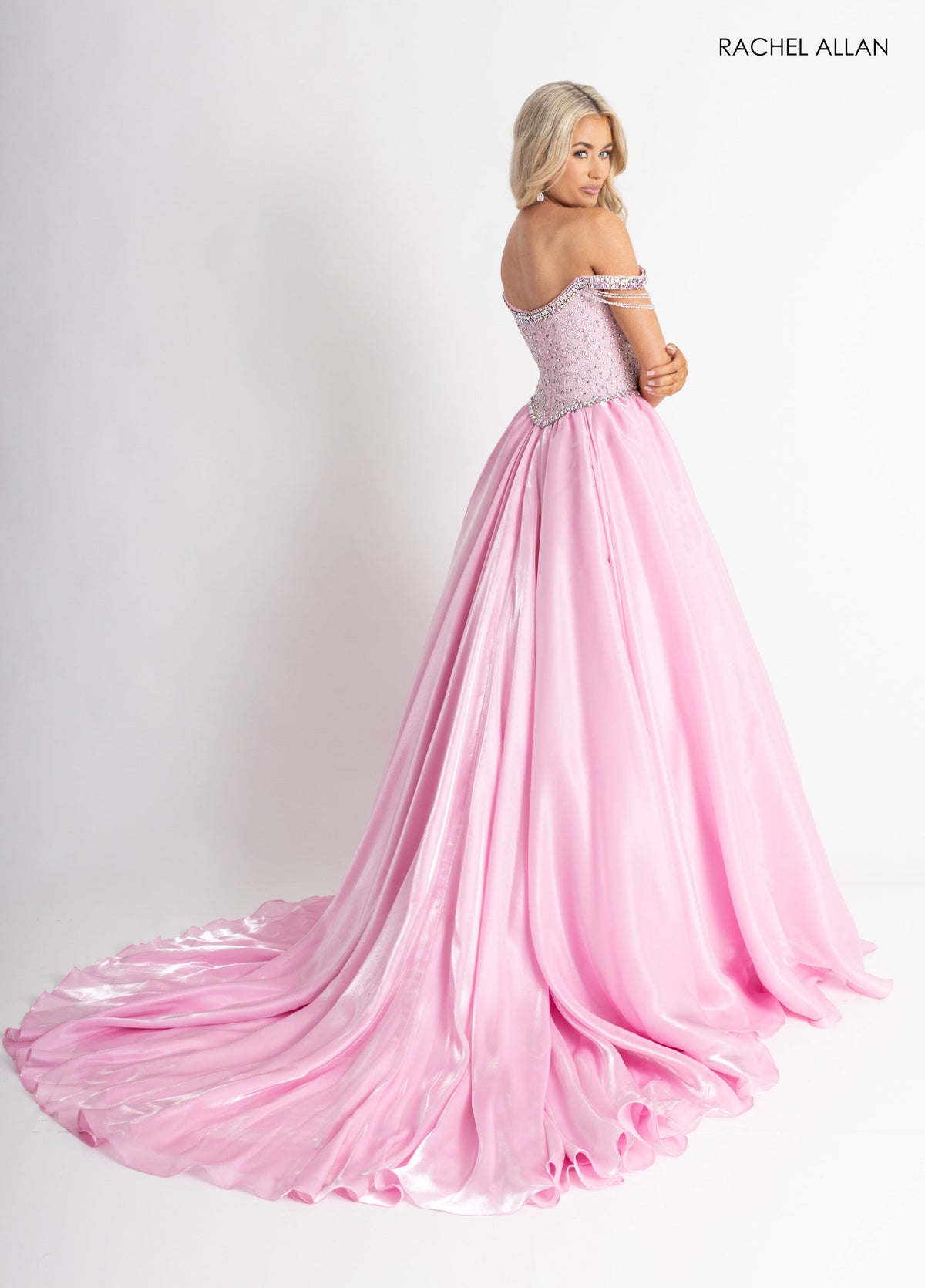 Organza Cape A-line Gown by Rachel Allan 50416