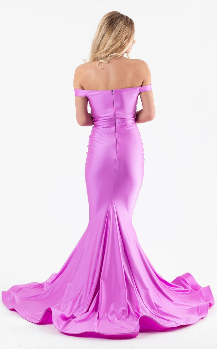 Jessica Angel JA518 Off-Shoulder Mermaid Open Back Godet Court Train Jersey Dress