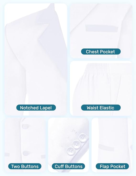 Boys 5 Piece White Tuxedo Set Sizes 2T-16