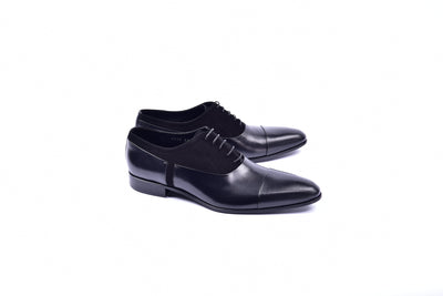 C0014041-5230 Plain toe lace up with suede vamp-Black