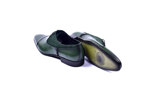C0014040-5230 Plain toe lace up with suede vamp-Green