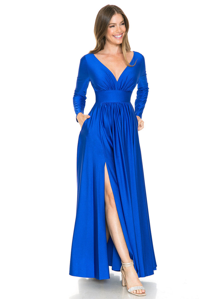 Mother Of The Bride Dress Stretchy Long Sleeve Formal Gown