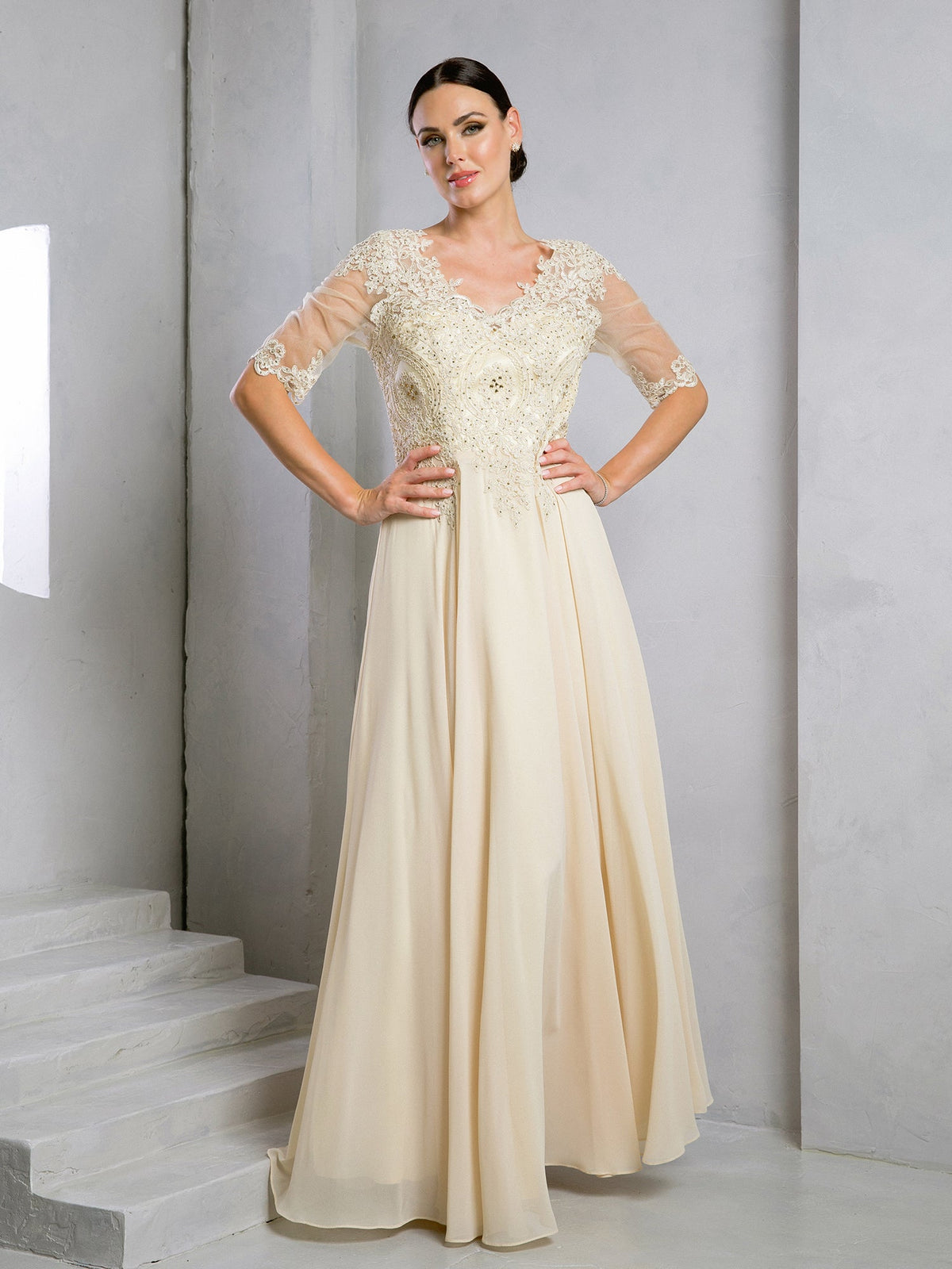 Eva USA EV5271 Streamlined Long Silhouette Synthetic Evening Dress