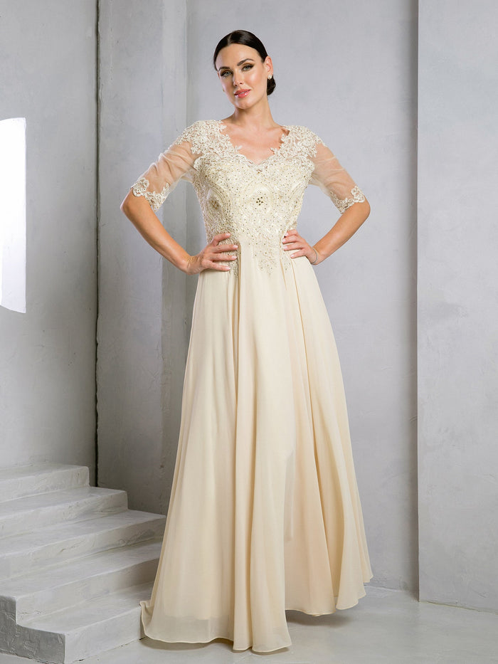 Eva USA EV5271 Streamlined Long Silhouette Synthetic Evening Dress