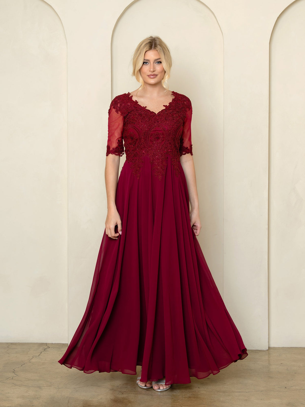 Eva USA EV5271 Streamlined Long Silhouette Synthetic Evening Dress