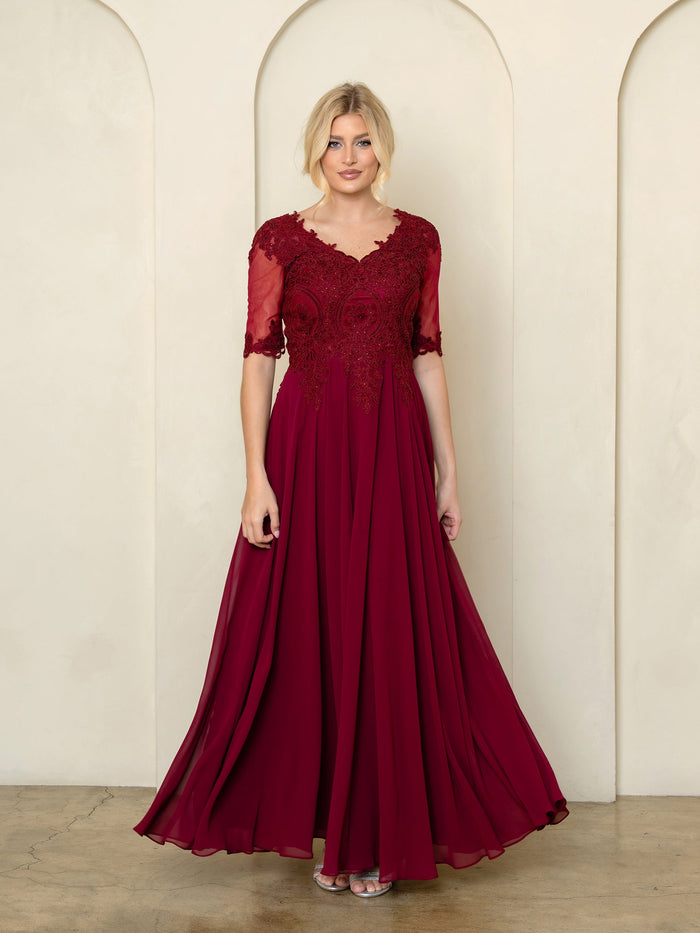 Eva USA EV5271 Streamlined Long Silhouette Synthetic Evening Dress