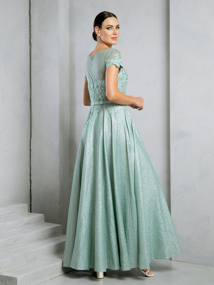 Eva USA EV5273 Long Metallic-Blend Evening Dress with Subtle Sheen